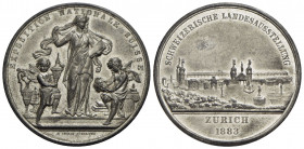 SVIZZERA - ZURIGO - - Medaglia - 1883 - Esposizione nazionale - Figura femminile velata - R/ Veduta aerea dell'Esposizione Ø: 45 mm. - (MB g. 28,05) -...