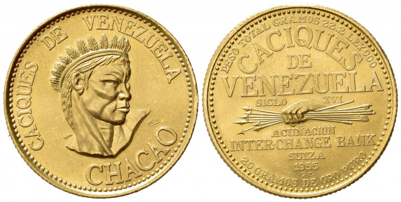 VENEZUELA. 60 Bolivares 1955. Au (30mm, 22.25g). Inter-Change Bank, Switzerland....