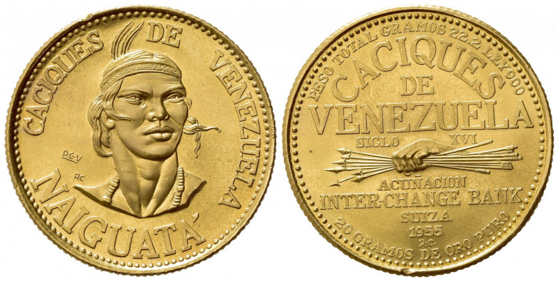 VENEZUELA. 60 Bolivares 1955. Au (30mm, 22.25g). Inter-Change Bank, Switzerland....