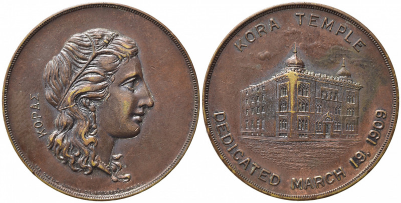STATI UNITI. Medaglia 1909 Kora Temple (Maine). AE (22,15 g - 38,11 mm). SPL