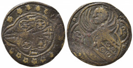 PADOVA. Francesco I da Carrara, il Vecchio (1350-1388).Tessera mercantile. AE (5,22 g). Carro (simbolo araldico del Carraresi) entro corona di rosette...