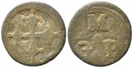 PISA. Tessera con croce e sigle MGP. AE (3,73 g). MB