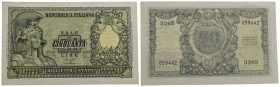 BIGLIETTI DI STATO - Repubblica Italiana (emissioni in lire) (1946-2001) - 50 Lire - Italia elmata - 31/12/1951 - Alfa 268; Lireuro 23B Di Cristina/Ca...