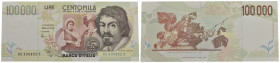 BANCA d'ITALIA - Repubblica Italiana (emissioni in lire) (1946-2001) - 100.000 Lire - Caravaggio 2° tipo - 19/08/1998 - Alfa 935; Lireuro 85E Fazio/Am...