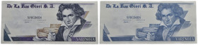 - - De La Rue Giori - Specimen Beethoven D/ fondo colore bianco e R/ colore azzurro - - FDS