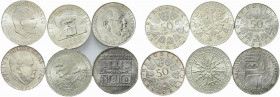 Austria. Lotto di 6 monete in AR. 100 Schilling 1976, 1978, 50 schilling 1959, 1970, 1971, 1973. Mediamente FDC