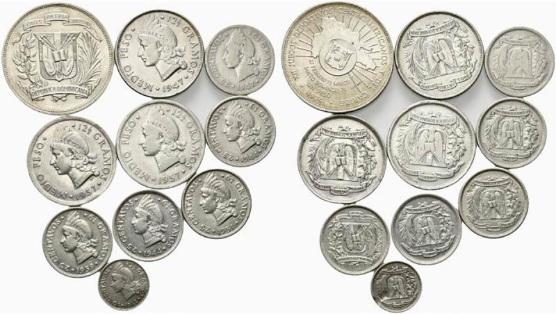 Republica Dominicana lotto di 10 monete in AR, Peso 1974, ½ peso 1937 (2), 1947,...