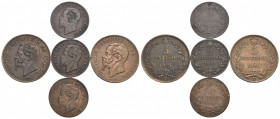 Savoia - Vittorio Emanuele II Re d'Italia (1861-1878) - - Lotto di 5 monete - Varie