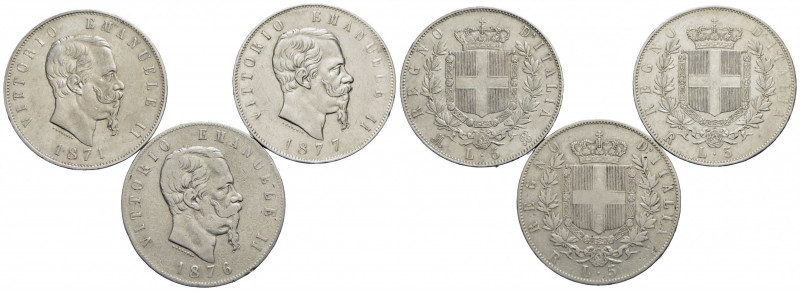Savoia - Vittorio Emanuele II Re d'Italia (1861-1878) - - 5 lire 1871 M, 1876 e ...