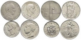 Savoia - Vittorio Emanuele III (1900-1943) - 10 Lire - 10 e 5 lire 1936, 2 lire 1911 Cinq. e 1925 - Lotto di 4 monete - Varie