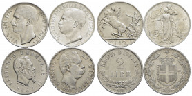 Savoia - Vittorio Emanuele III (1900-1943) - 10 Lire - 10 lire 1927**, 2 lire 1911 Cinq, assiene a 2 lire 1863 N val e 1883 - Lotto di 4 monete - Vari...