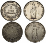 MILANO. Governo Provvisorio di Lombardia (1848). Lotto di due monete da 5 lire 1848. AG. MB-BB