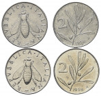REPUBBLICA ITALIANA. Lotto di due monete da 2 lire 1958. BB