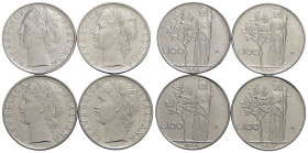 Repubblica Italiana - - - 100 lire 1964-5-6-7 - Lotto di 4 monette - qFDC÷FDC