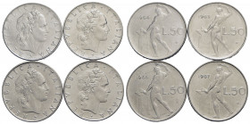 Repubblica Italiana - - - 50 lire 1964-5-6-7 - Lotto di 4 monette - qFDC÷FDC
