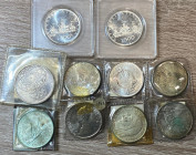 Repubblica Italiana. Lotto di 10 monete in argento da 500 (9) e 1000 (1) lire. FDC