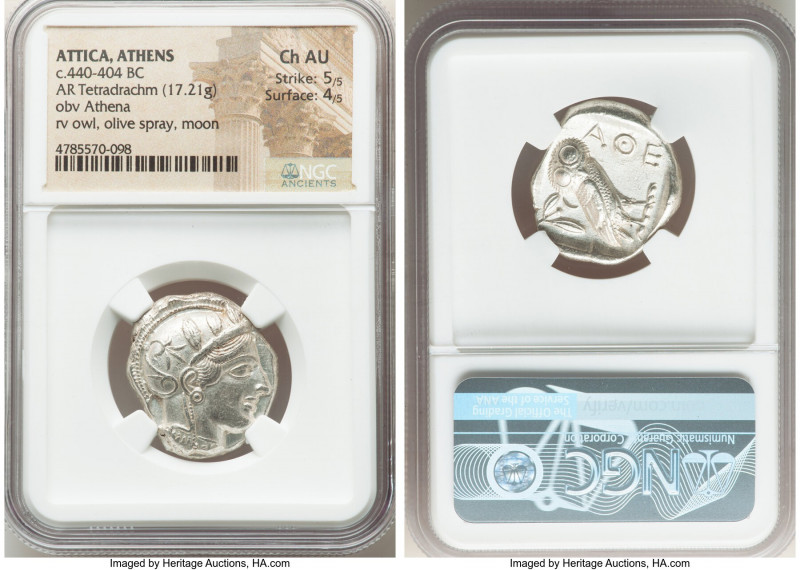 ATTICA. Athens. Ca. 440-404 BC. AR tetradrachm (24mm, 17.21 gm, 4h). NGC Choice ...