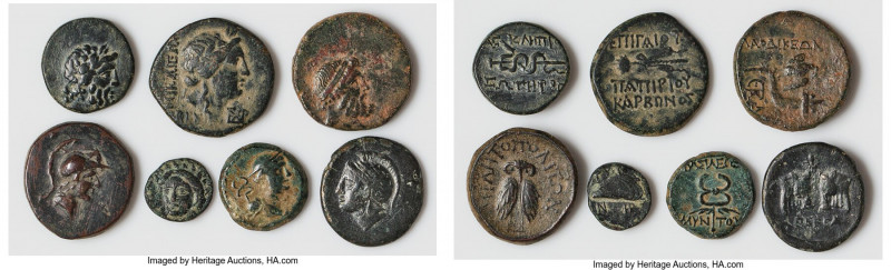 ANCIENT LOTS. Greek. Mixed. Lot of seven (7) AR fractions. Fine. Includes: Seven...