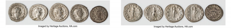 ANCIENT LOTS. Roman Imperial. Lot of five (5) AR and BI antoniniani. Fine-Choice...