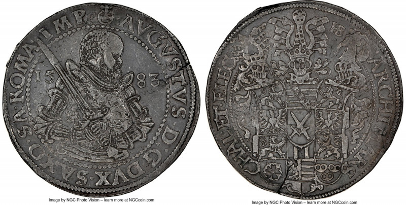 Saxony. August Taler 1583-HB AU58 NGC, Dresden mint, KM-MB208, Dav-9798. 

HID...