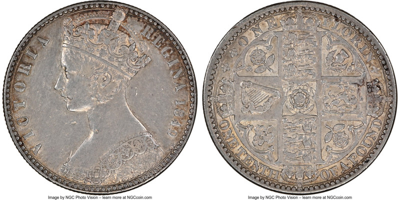 Victoria "Godless" Florin 1849 AU Details (Cleaned) NGC, KM745, S-3890. 

HID0...