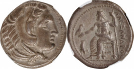 MACEDON. Kingdom of Macedon. Alexander III (the Great), 336-323 B.C. AR Tetradrachm (16.24 gms), Amphipolis Mint, ca. 325-323/2 B.C. NGC Ch EF, Strike...