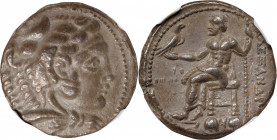 MACEDON. Kingdom of Macedon. Philip III, 323-317 B.C. AR Tetradrachm (16.63 gms), Tyre Mint, dated RY 28 of 'Ozmilk (322/1 B.C.). NGC Ch EF, Strike: 5...