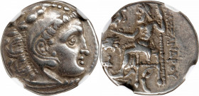 THRACE. Kingdom of Thrace. Lysimachos, 323-281 B.C. AR Drachm, Kolophon Mint, ca. 301/0-300/299 B.C. NGC Ch VF.
Pr-1835. Struck in the name of Alexan...