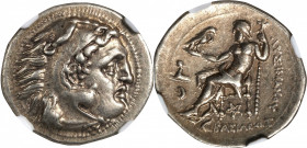 THRACE. Kingdom of Thrace. Lysimachos, 323-281 B.C. AR Drachm, Kolophon Mint, ca. 301/0-300/299 B.C. NGC EF.
HGC-3.2, 1752e; cf. Thompson-123 (Tetrad...