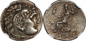 THRACE. Kingdom of Thrace. Lysimachos, 323-281 B.C. AR Drachm, Kolophon Mint, ca. 301/0-300/299 B.C. NGC Ch AU.
HGC-3.2, 1752e; Thompson-127; Pr-L27....
