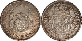 MEXICO. 2 Reales, 1754-Mo M. Mexico City Mint. Ferdinand VI. PCGS AU-50.
KM-86.1; Cal-295. This lightly circulated beauty displays some wholesome lus...