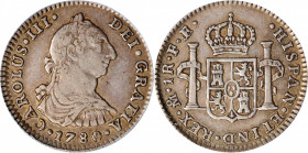 MEXICO. Real, 1780-Mo FF. Mexico City Mint. Charles III. PCGS EF-45.
KM-78.2; Yonaka-M1-80a. An FF/FM over-assayer, one of the boldest such varieties...