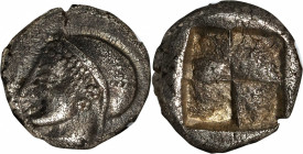 IONIA. Phokaia. AR Hemihekte (Diobol?), ca. 521-478 B.C. NGC AU.
SNG Kayhan-522. Obverse: Female head left, wearing helmet or close fitting cap; Reve...