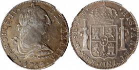 MEXICO. 8 Reales, 1789-Mo FM. Mexico City Mint. Charles IV. NGC EF-45.
KM-107; Cal-950. Transitional bust type with the bust of Charles III, but in t...