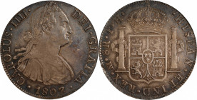 MEXICO. 8 Reales, 1807/6-Mo TH. Mexico City Mint. Charles IV. PCGS AU-53.
Cal-985; KM-109. A well made example of an always popular overdate variety....