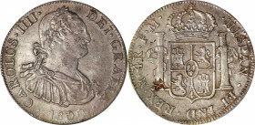 MEXICO. 4 Reales, 1800-Mo FM. Mexico City Mint. Charles IV. PCGS Genuine--Chopmark, AU Details.
KM-100; Cal-806. Despite the noted chopmark, this exa...
