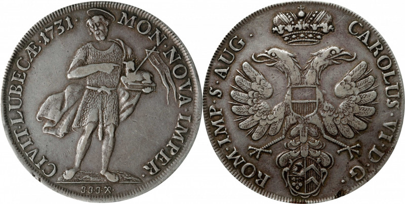 GERMANY. Lubeck. Taler, 1731-JJJ. In the name of Karl VI. PCGS EF-45.
Dav-2417;...