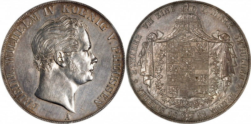 GERMANY. Prussia. 2 Taler, 1851-A. Berlin Mint. Friedrich Wilhelm IV. PCGS Genui...