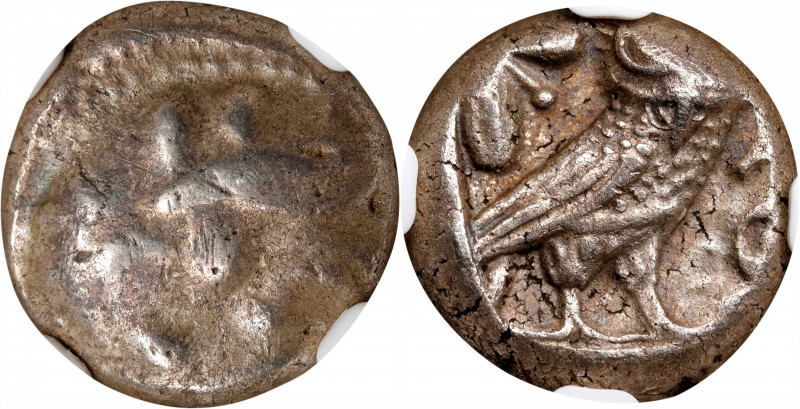PHILISTIA. Uncertain. AR Drachm (4.12 gms), 5th-4th Centuries B.C. NGC Ch EF, St...