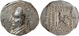 PARTHIA. Mithradates III, 87-80 B.C. AR Drachm (3.98 gms), Ekbatana Mint. NGC Ch EF, Strike: 5/5 Surface: 3/5.
Sellwood-31.5 (Orodes I); Shore-122 (O...