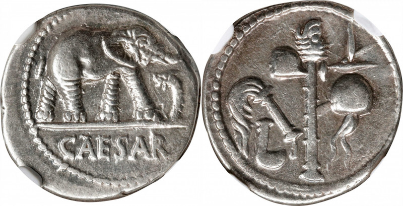 JULIUS CAESAR. AR Denarius (3.92 gms), Military mint traveling with Caesar, 49 B...