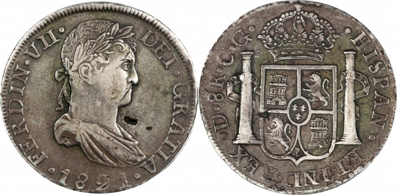 MEXICO. Durango. War of Independence. 8 Reales, 1821-D CG. Ferdinand VII. PCGS E...