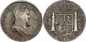 MEXICO. Durango. War of Independence. 8 Reales, 1821-D CG. Ferdinand VII. PCGS EF-40.
KM-111.2; Cal-1199. Crudely made as is typical for the issue, h...