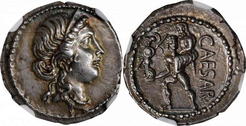 JULIUS CAESAR. AR Denarius (3.88 gms), Military mint traveling with Caesar in No...