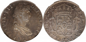 MEXICO. Zacatecas. War of Independence. 8 Reales, 1821-Zs RG. Ferdinand VII. NGC AU-55.
KM-111.5. "HISPAN" Variety. A well struck, olive-golden examp...