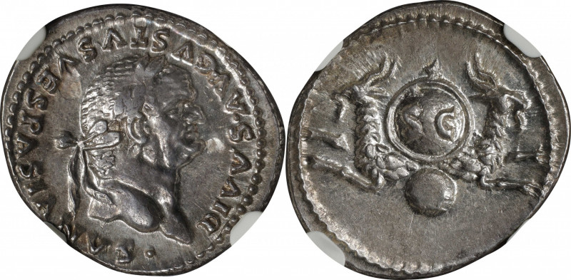 DIVUS VESPASIAN, died A.D. 79. AR Denarius (3.11 gms), Rome Mint, Commemorative ...