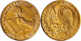 MEXICO. 1/2 Escudo, 1836/4-Do RM. Durango Mint. PCGS MS-62.
Fr-111; KM-378.1. A bold overdate. A lustrous little coin with deep honey golden toning t...