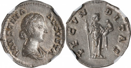 FAUSTINA JUNIOR (DAUGHTER OF ANTONINUS PIUS & WIFE OF MARCUS AURELIUS). AR Denarius (3.62 gms), Rome Mint, A.D. 161-164. NGC Ch MS*, Strike: 5/5 Surfa...