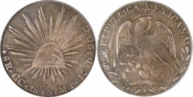 MEXICO. 8 Reales, 1845-GC MP. Guadelupe y Calvo Mint. PCGS EF-40.
KM-377.7; DP-...