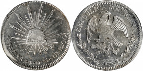 MEXICO. 8 Reales, 1844-Zs OM. Zacatecas Mint. PCGS Genuine.
KM-377.13; DP-Zs24. A bright, largely untoned, and flashy Crown, with a slight off-center...